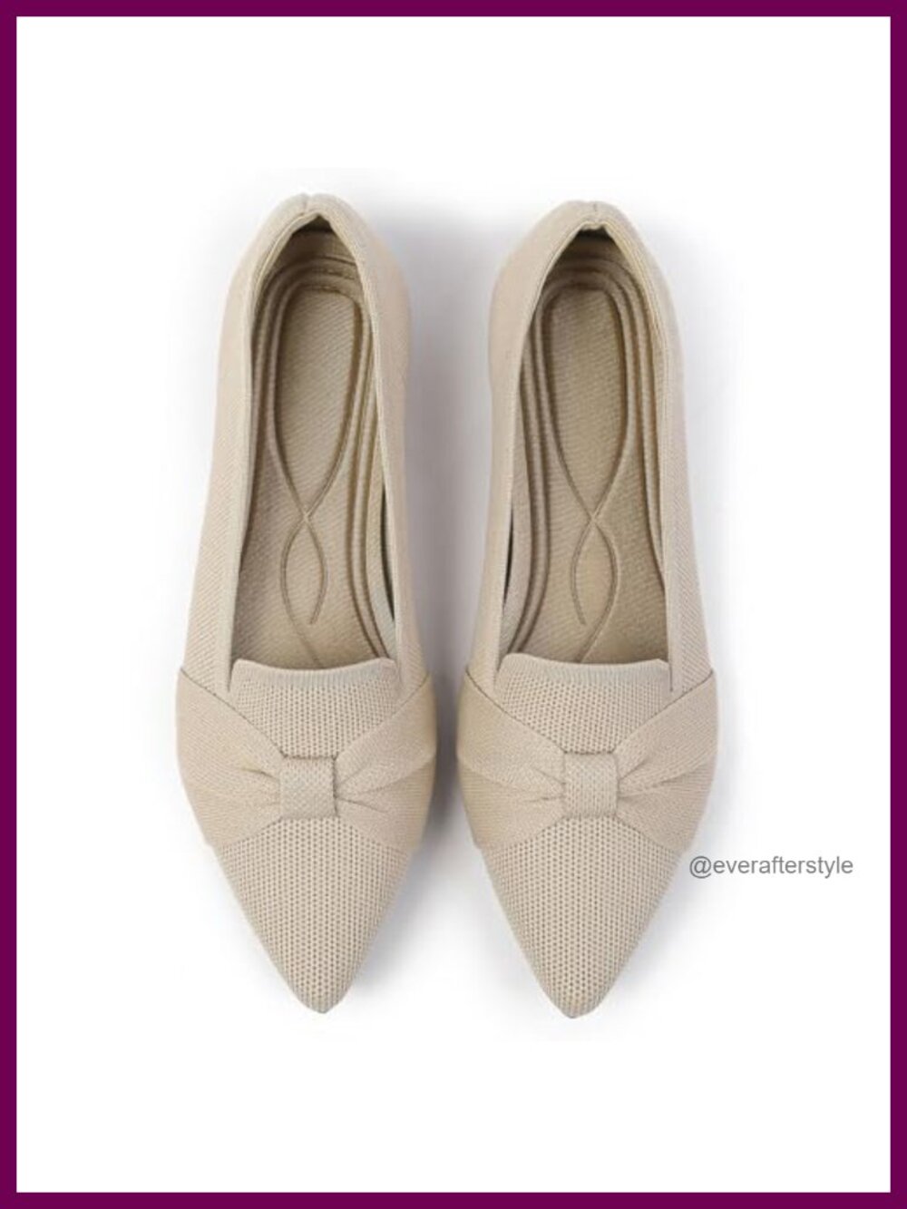 Womens Classic Pointed Toe Knit Ballet Flats Comfortable Pull-On Bow Shoes